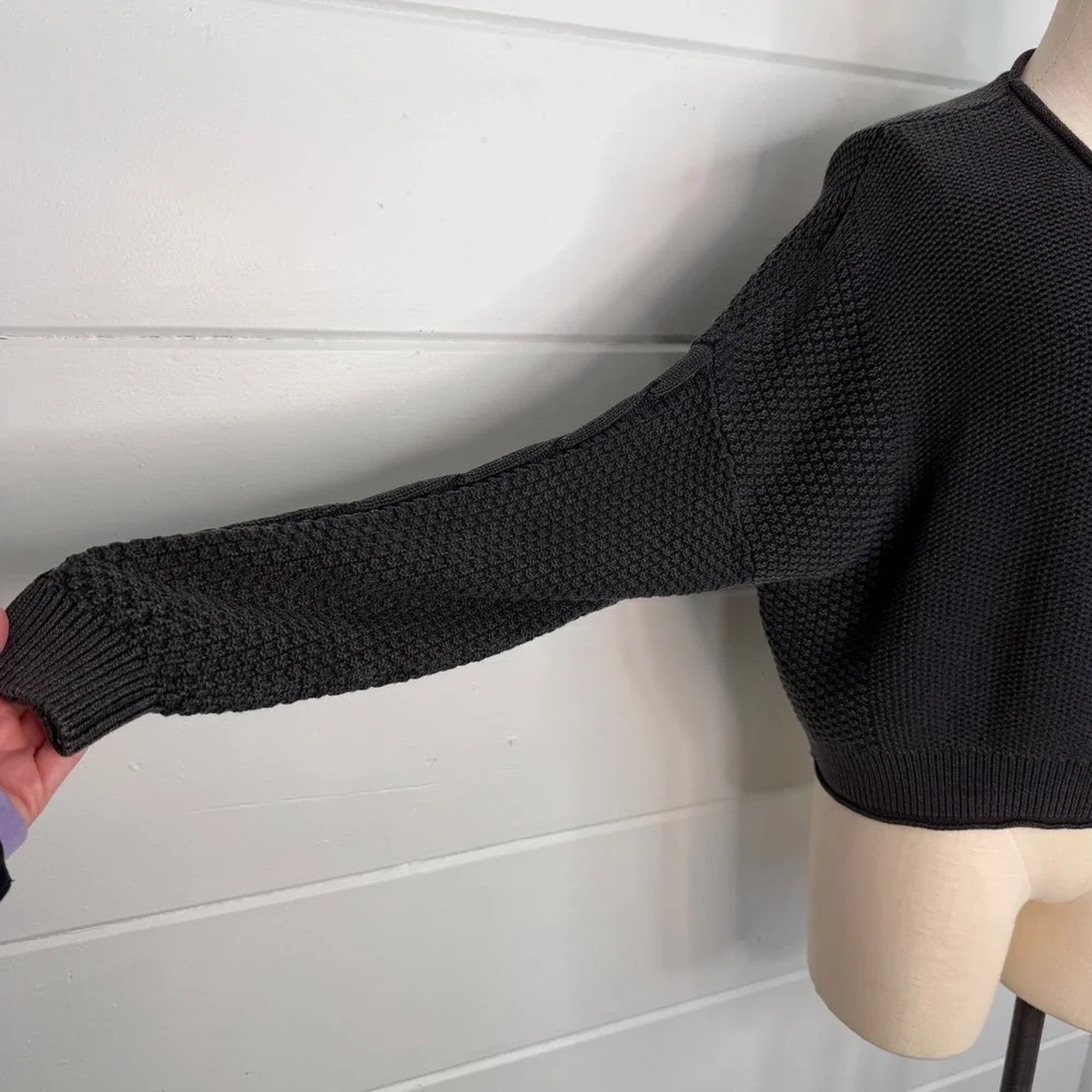Hollister Medium Gray Sweater Dolman Sleeves Contrasting Knit‎